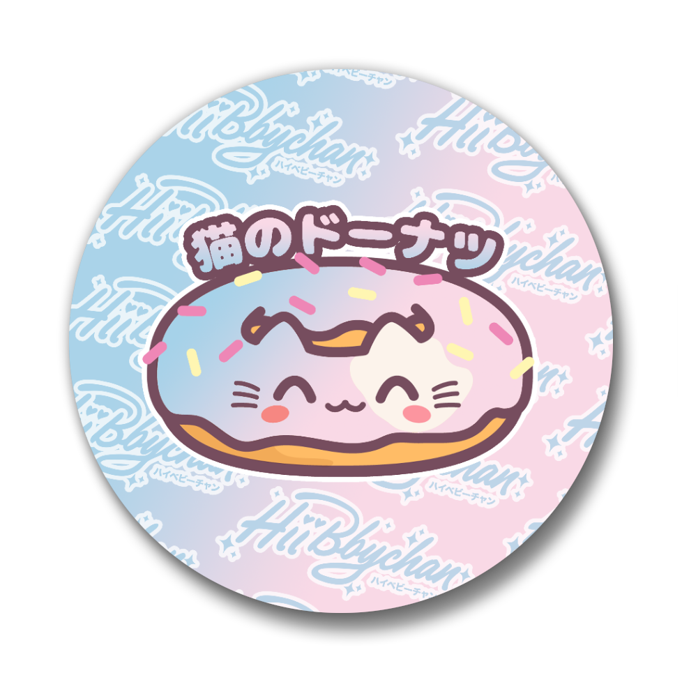 Cotton Candy Cat Donut Button