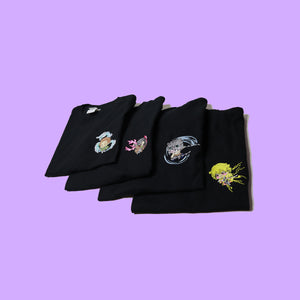 Embroidered Demon Gang tees (4 tees + 2 sticker set)